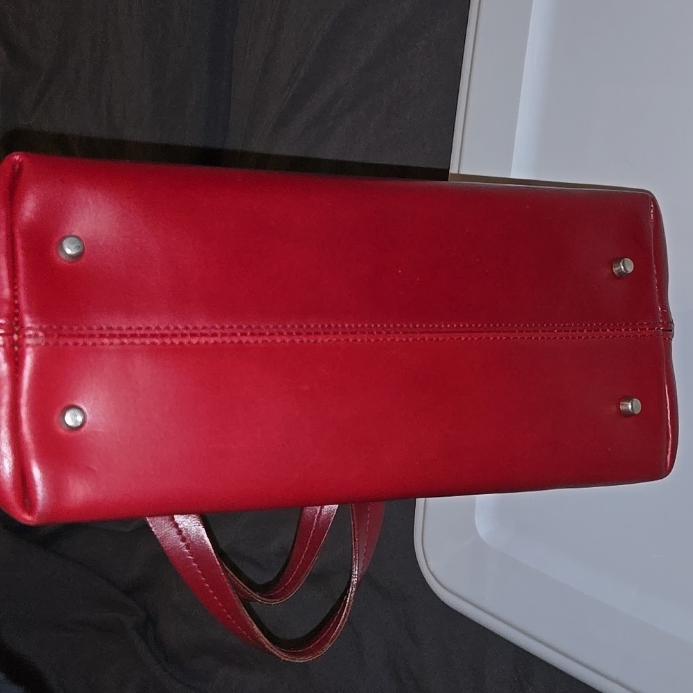 FURLA red leather handbag - Picture 8 of 11